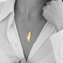 Load image into Gallery viewer, Solid 14K Yellow Gold Map of Israel Shiny Pendant, Hebrew Name Pendant, Customized Name Jewelry, Gold Name Necklace from Israel, Map Israel
