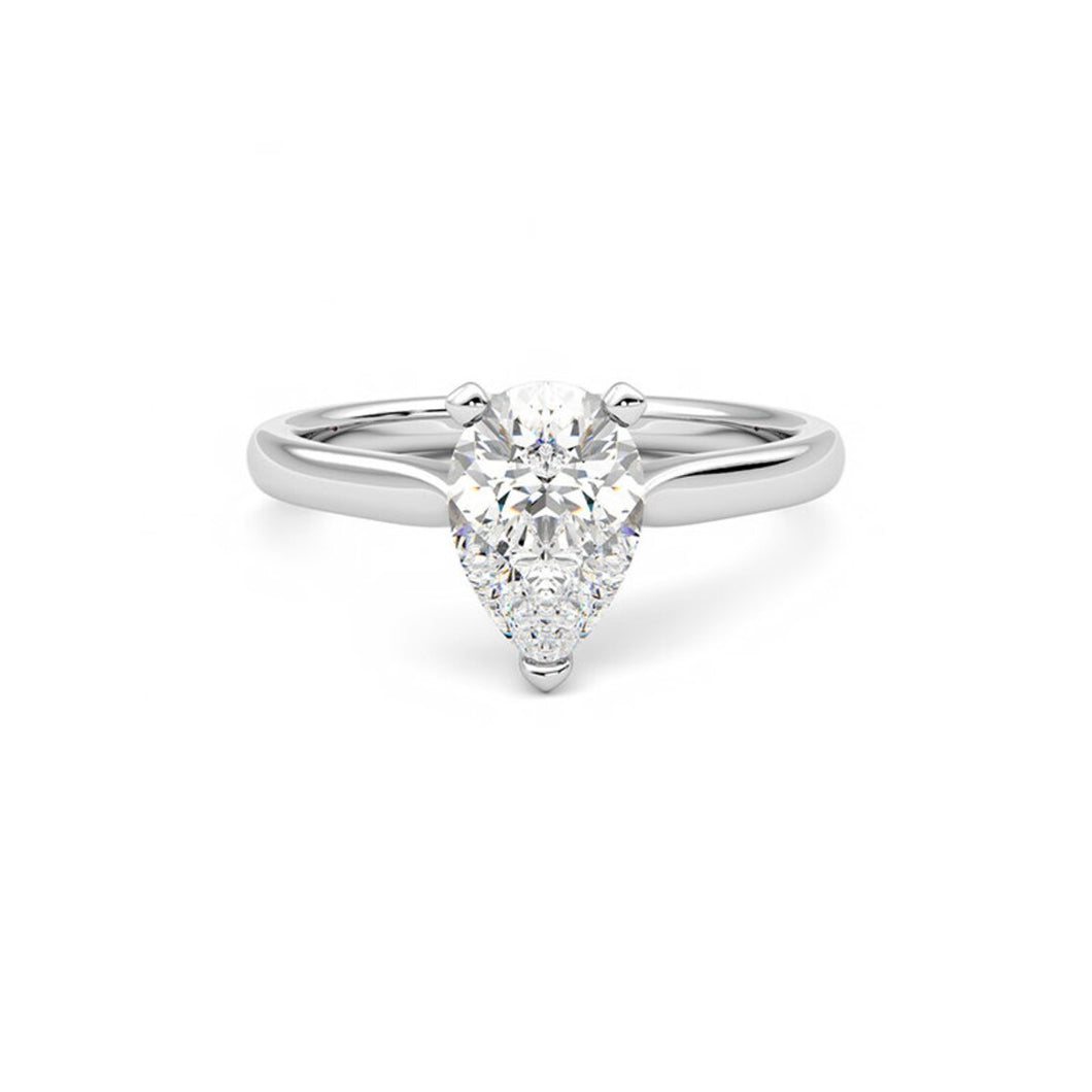 Pear Diamond Ring/ 0.25-1.00 Carat Pear Diamond 14k White Gold Ring/ Pear Valentine Engagement Ring/ Diamond Ring
