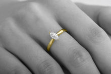 Load image into Gallery viewer, Solid Gold Diamond Marquise Ring/ 0.25-1.00 CTTW Diamond Statement Ring/ Solid Gold Diamond Ring/ Vertical Marquise Diamond Band
