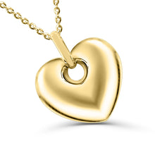 Load image into Gallery viewer, 14k Yellow Gold Puffy Heart Charm Necklace - Rolo Chain - 14k Gold Dainty Necklace with Heart Pendant Fine Jewelry - Anniversary Gift
