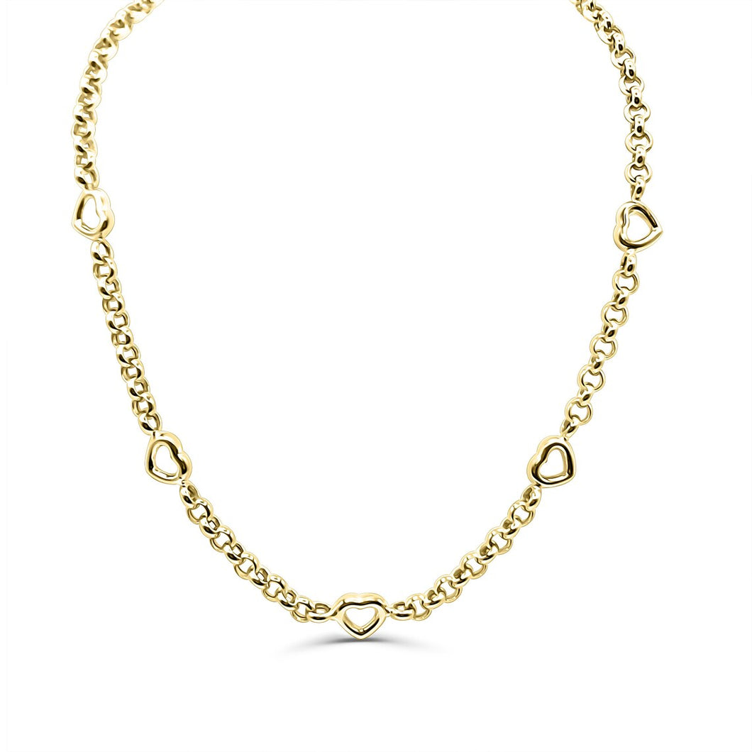 14k Yellow Gold Lock Heart Chain Necklace - Choker Chain - 14K Gold Heart Necklace - Choker Love Necklace