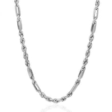 Load image into Gallery viewer, Solid 14k White Gold Figarope Necklace - Real Gold Figaro Chain - Milano Chain - Men chain - Mens Bracelet - Thick Chain - Gift for him
