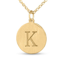 Load image into Gallery viewer, Solid 14k Gold Initial Charm Personalized Initial Disc - Gold Initial Pendant Tiny Gold Initial Disc - Personalized Initial Disc Necklace
