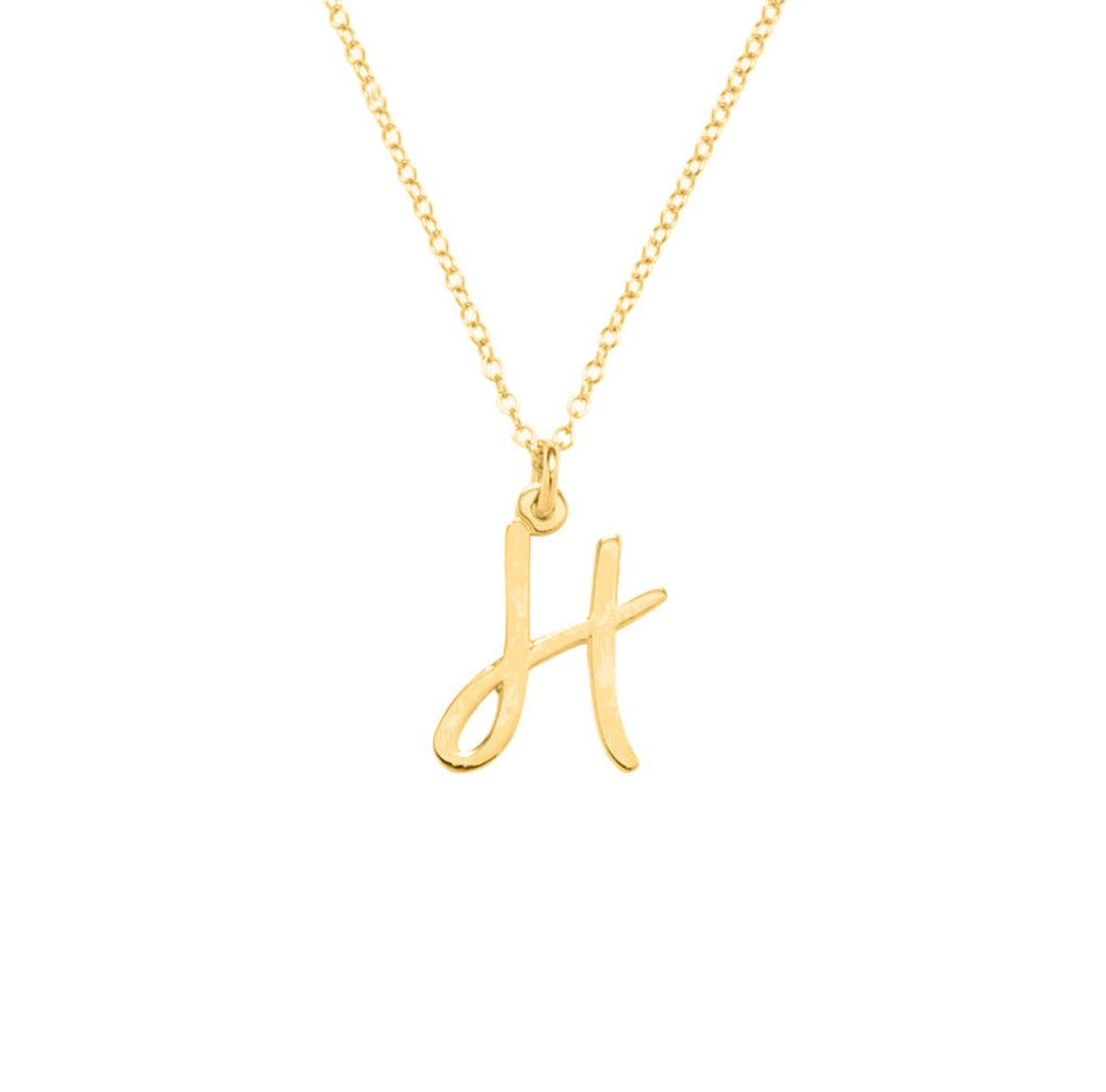 Solid 14k Initial Necklace - Personalized Name Necklace - Letter Necklace - Gold Necklace Handwriting Initial - Minimalist - Birthday Gift