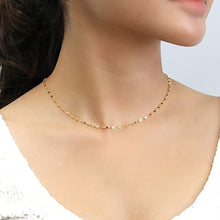 Load image into Gallery viewer, Solid 14K Gold Necklace Choker Mirror Link Chain, Ladies Dainty Gold Sparkle Chain, Choker Necklace, Layer Necklace, Body Jewelry, Gift
