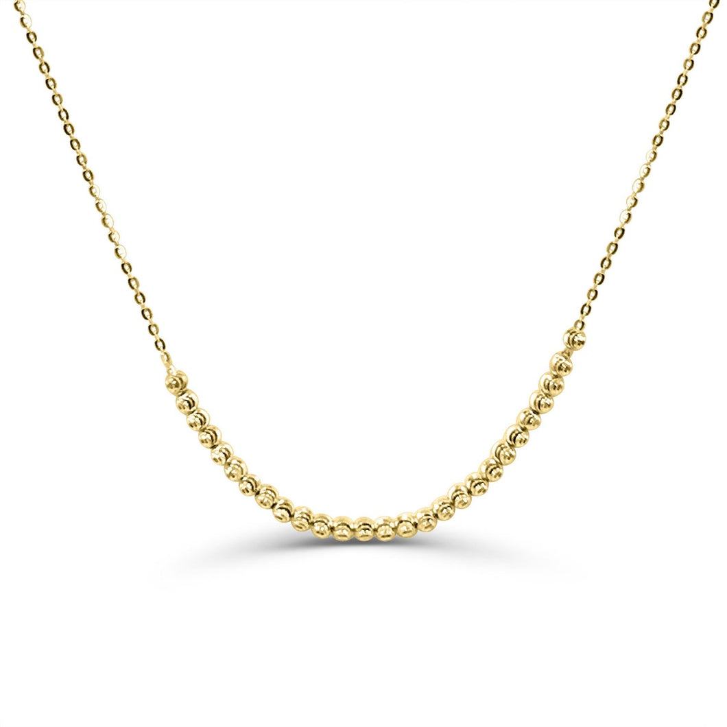 14k Yellow Gold Graduated Round Beads - Gold Bead Necklace - Minimalist Necklace - Gold Beads and Chain - Delicate Gold Necklace