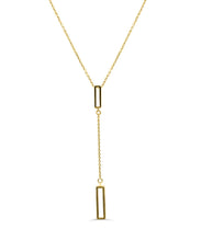 Load image into Gallery viewer, 14k Yellow Gold Rectangle Necklace - Long Gold Necklace - Square Necklace - Gold Square Lariat - Drop Necklace - Necklaces

