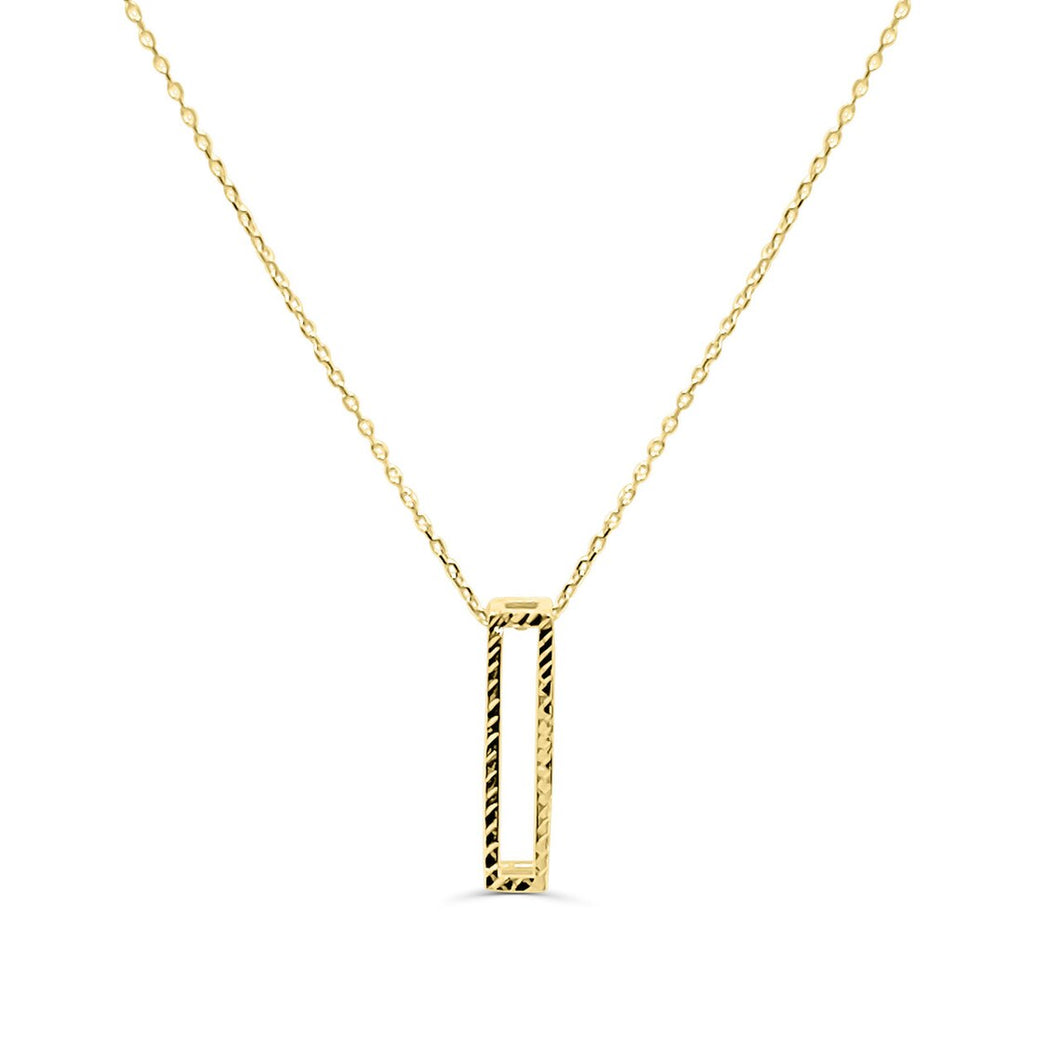 14k Yellow Gold Rectangle Necklace - Long Gold Necklace - Square Necklace - Gold Square Lariat - Drop Necklace - Square Drop Necklaces