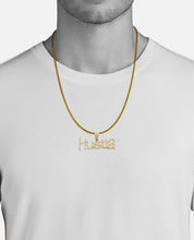Load image into Gallery viewer, Solid 10k Yellow Gold 1.10CTTW Micro pave Diamond Text Necklace - Gold HUSTLA Diamond Necklace - HUSTLA Diamond Name Necklace
