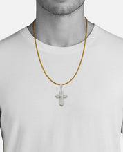 Load image into Gallery viewer, Solid 14k White and Yellow Gold Diamond Cross 2.95 CTTW - Large Diamond Cross - Diamond Cross Necklace - Diamond Double Cross Necklace
