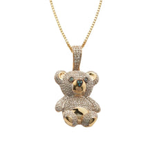 Load image into Gallery viewer, Solid 10k Yellow Gold Diamond teddy Bear Necklace - Gold Teddy Bear Pendant - Bear Diamond Necklace - Teddy Bear Necklace, Unique Jewelry
