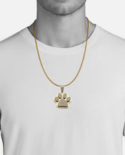 Load image into Gallery viewer, Solid 14k Yellow Gold Diamond Paw Print Necklace - Dog or Cat Paw Charm - 10K Gold Necklace, Diamond Yellow Gold Paw Necklace

