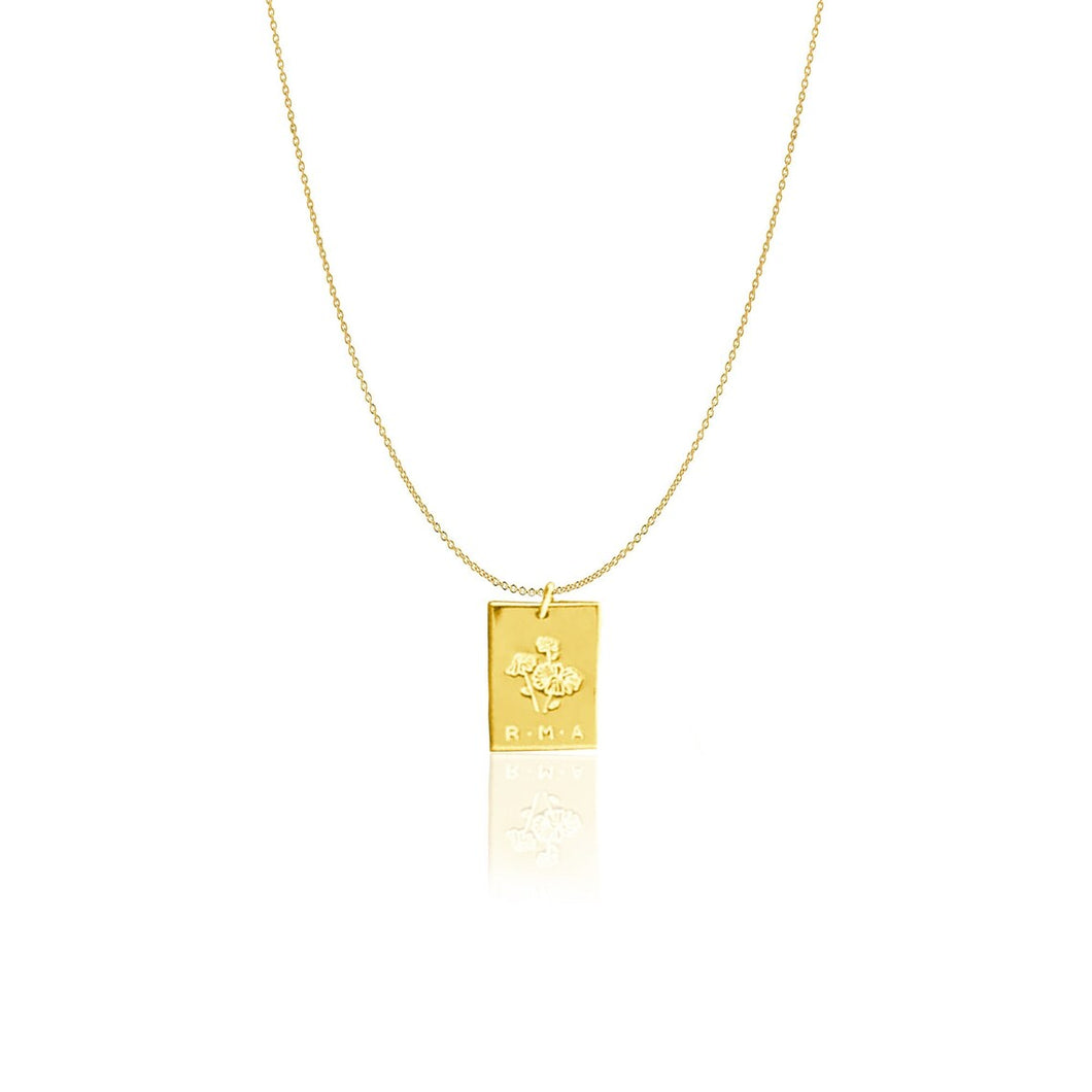 Solid 14k Yellow Gold Engravable Tag Necklace - Rectangle Tag Initial Necklace - Personalized Bar Necklace - Solid 14k Gold Custom Necklace