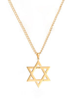 Load image into Gallery viewer, Solid 14k Yellow Gold Star David Necklace - Star of David Pendant - Magen David Evil Eye - Star David Necklace
