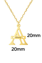 Load image into Gallery viewer, 14K Solid Yellow Gold English Initial Necklace, Initial Necklace, English Necklace, English Initial Necklace, English Letter Necklace
