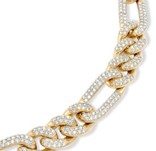 Load image into Gallery viewer, Solid 14kYellow Gold Diamond Figaro Chain 12MM/26 Inches
