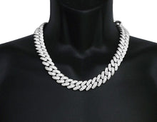 Load image into Gallery viewer, 10k White Gold Diamond Miami Cuban Necklace - 22&quot; - 18MM - CURVED LOCK - 34.56 CTTW

