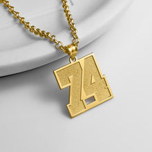 Load image into Gallery viewer, Solid 14k Yellow Gold Sport Number Necklace - Number Pendant Necklace - Gold Number Men Jewelry - Baseball and Sports Team Number
