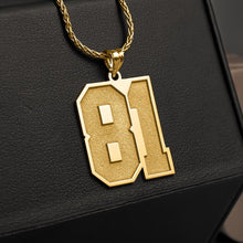 Load image into Gallery viewer, Solid 14k Yellow Gold Sport Number Necklace - Number Pendant Necklace - Gold Number Men Jewelry - Baseball and Sports Team Number

