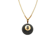 Load image into Gallery viewer, Yellow Gold Black Diamond 8 Ball Necklace - Pool Billiards Hip hop Iced Necklace - 8 Ball Black Diamond Necklace - Diamond Necklace

