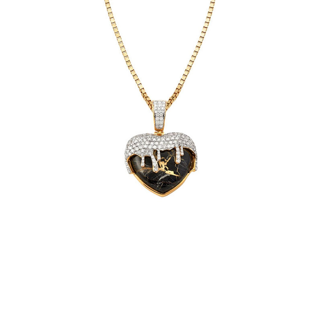 Solid Yellow Gold Diamond Diamond Heart Necklace - Heart Gold Diamond Necklace - Heart Necklace - Diamond Jewelry - Heart Unique Necklace