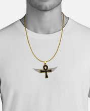 Load image into Gallery viewer, 10k Yellow Gold Diamond with Quartz Ankh with Wings Necklaces
