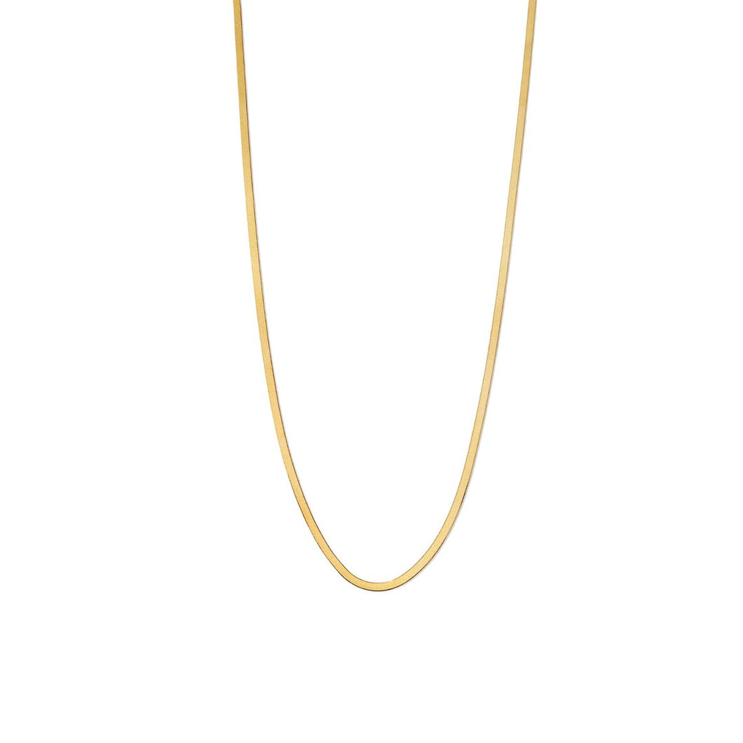 14K Solid Yellow Gold Herringbone Chain Necklace - 14