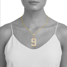 Load image into Gallery viewer, Solid 10K Yellow Gold Diamond Number Necklace - Number Pendant - Real Natural Diamond Necklace - Solid 10K Gold Diamond Necklace
