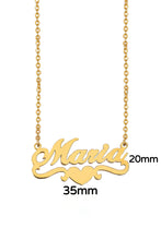 Load image into Gallery viewer, 14K Solid Yellow Gold Personalized Custom Handmade Name Pendant Charm with Heart - Dainty Heart Necklace with Name
