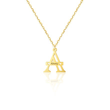 Load image into Gallery viewer, 14K Solid Yellow Gold English Initial Necklace, Initial Necklace, English Necklace, English Initial Necklace, English Letter Necklace
