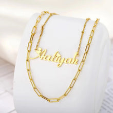 Load image into Gallery viewer, 14K Yellow Gold Name Necklace - Name Necklace - Paper Clip Name Necklace - Name Gold Necklace - Solid Name Paper Clip Necklace - Name Gold
