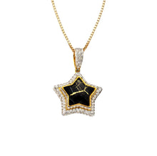 Load image into Gallery viewer, Large Yellow Gold Diamond Star Necklace, Black Gold Star Necklace, Diamond Star Necklace, Diamond and Yellow Gold Quartz Star Necklace
