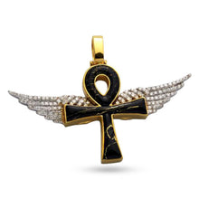 Load image into Gallery viewer, 10k Yellow Gold Diamond with Quartz Ankh with Wings Necklaces

