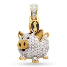 Load image into Gallery viewer, 10k Yellow Gold Diamond Piggy Bank Necklace
