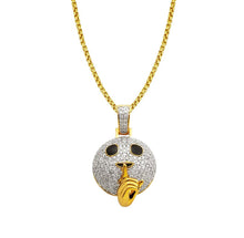 Load image into Gallery viewer, Yellow Gold Diamond &#39;SHHH&#39; Emoji Necklace - Diamond Emoji Necklace - Emoji Jewelry
