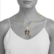 Load image into Gallery viewer, Yellow Gold Black and White Diamond Cobra Snake Necklace - Cobra Necklace - Diamond Snake Necklace
