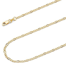 Load image into Gallery viewer, Solid 14K Gold Figaro Chain - Genuine Gold Chain Men Women Kids - Gold Necklace Figaro - Figaro Link Chain - 1.2 mm Chain
