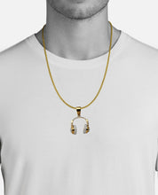 Load image into Gallery viewer, Yellow Gold Real Diamond DJ Necklace for Musician - DJ Men Diamond Pendant - 14k Real Diamond Headphone Pendant - Gold Headphone Necklace
