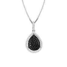 Load image into Gallery viewer, White Gold Triangle Black Diamond Necklace - White Gold Diamond Necklace - Minimal Diamond Necklace, Trillion Shape, Black Diamond Necklace
