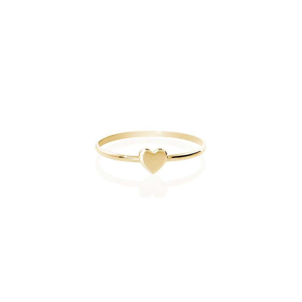 Solid 14k Yellow Gold Heart Ring - Stackable Heart Ring - Dainty Gold Heart or Silver Heart Stacking Ring - Minimalistic Heart Gold Ring