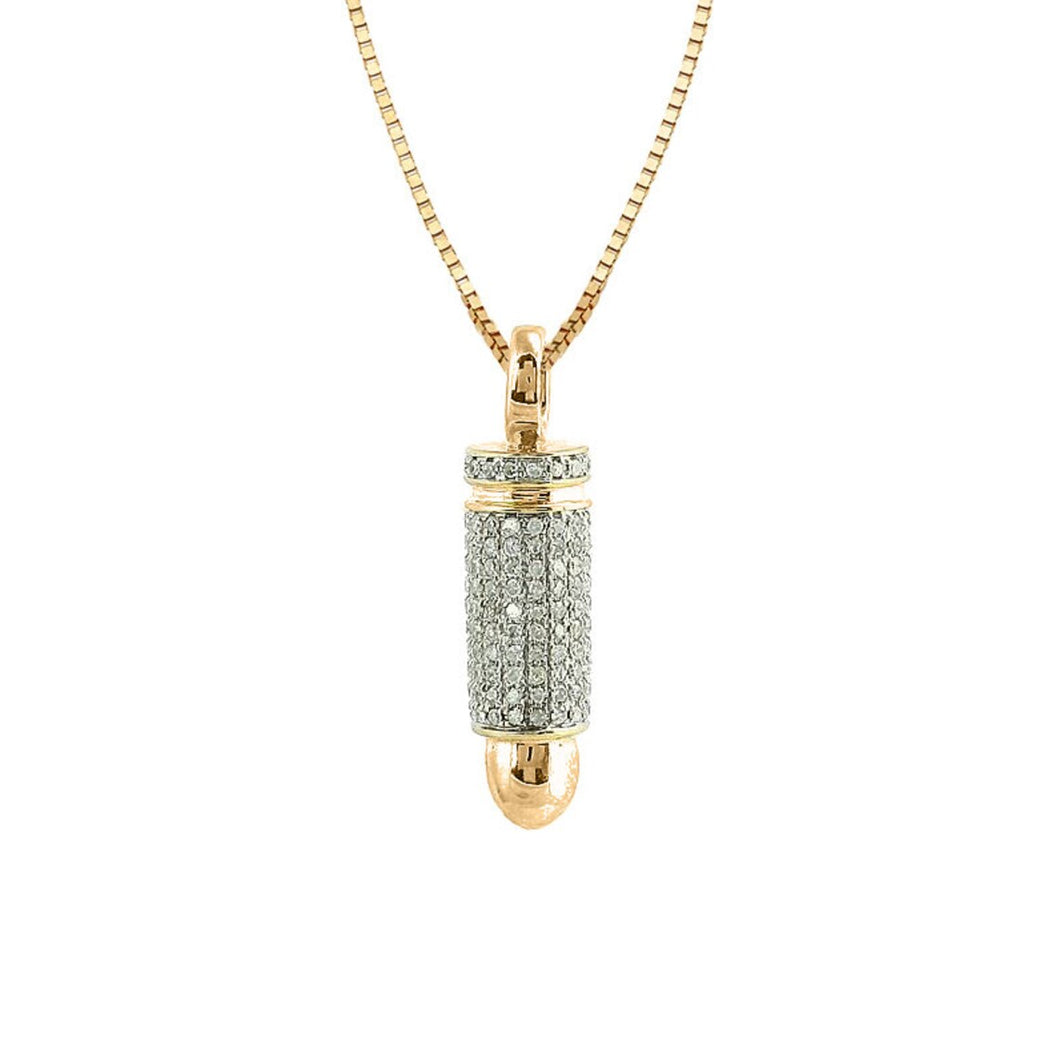 Solid Gold Diamond Bullet Necklace - Bullet Diamond Necklace Police - Diamond Necklace - Bullet Diamond Necklace