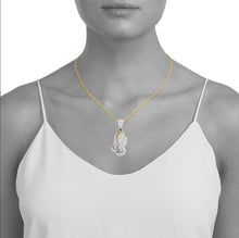Load image into Gallery viewer, Yellow Gold Diamond Praying Hands Necklace - Faith Bling - Gold Praying Hand Diamond Necklace - Gold the Lord&#39;s Prayer Hand Necklace
