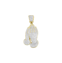 Load image into Gallery viewer, Solid Yellow Gold Diamond Praying Hands Necklace - Religious Pendant - Hands Pendant - Praying Pendant - Prayer Hands - Diamond Praying Hand
