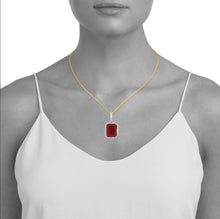 Load image into Gallery viewer, Solid 14k Yellow Gold Real Diamond Necklace - 12.50 Synthetic Ruby - Ruby Necklace

