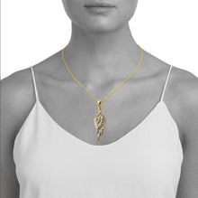 Load image into Gallery viewer, Solid Yellow Gold Diamond angel wing necklace - 14k solid gold - Diamond Angel Wings Pendant - Yellow Gold charm pendant hip hop pendant
