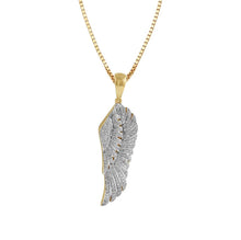 Load image into Gallery viewer, Solid Yellow Gold Diamond angel wing necklace - Solid Gold - Diamond Angel Wings Pendant - Yellow Gold charm pendant hip hop pendant
