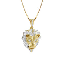 Load image into Gallery viewer, Solid Yellow Gold Diamond Enamel Lion Head Pendant - 3D Iced Enamel Lion Head Pendant Lion Face Pendant - King Diamond Yellow Gold Necklace
