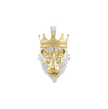 Load image into Gallery viewer, Solid Yellow Gold Diamond Lion Head Necklace - Diamond Around African King Lion - Wild Animal Necklace - Diamond King Necklace
