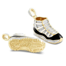 Load image into Gallery viewer, Solid Yellow Gold M-J Diamond Men Shoe Necklace - Shoe Collectors Favorite - Real Diamond Yellow Gold Shoe Necklace - Diamond Shoe Pendant
