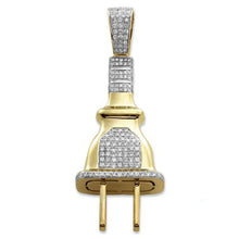 Load image into Gallery viewer, Yellow Gold Men&#39;s Round Diamond Plug Charm Necklace - Diamond Plug Pendant
